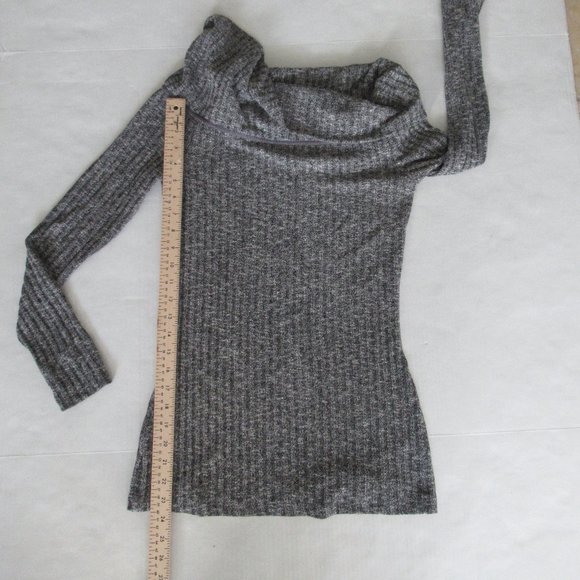 7 For All Mankind Womens S Cowl Neck Long Sleeve Fitted Tunic Sweater Top Gray - Picture 6 of 9